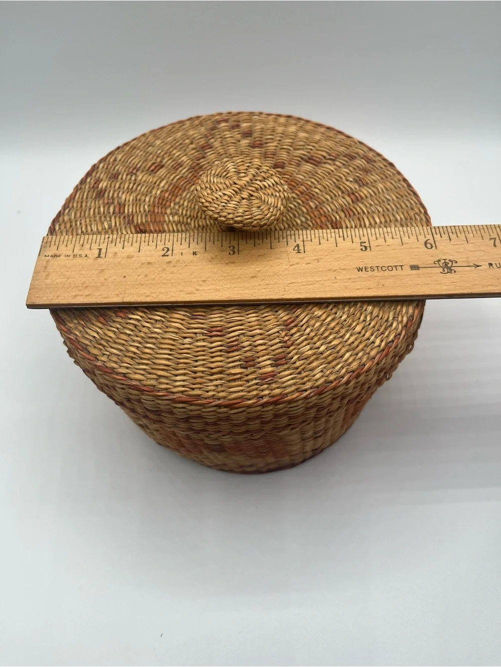 Vintage Handwoven Baskets with Lids - Set of 5